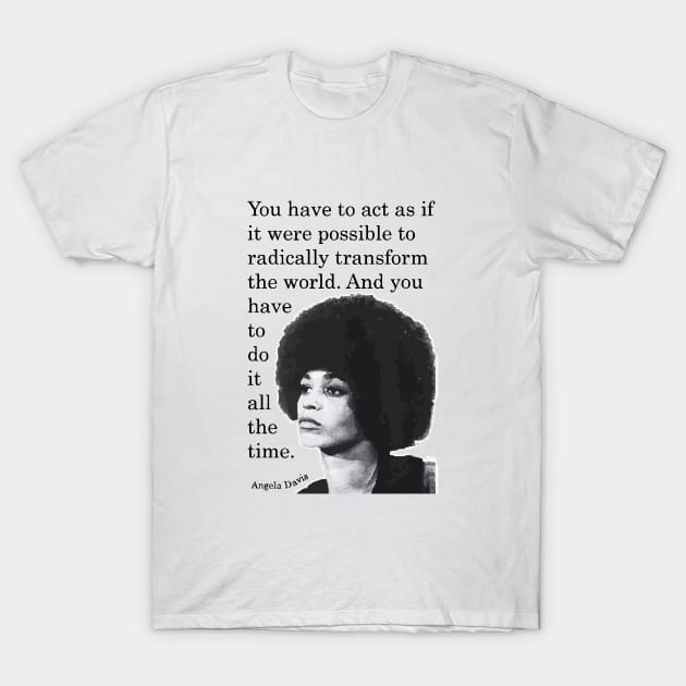 Angela Davis Sticker T-Shirt by BlueWaveTshirts